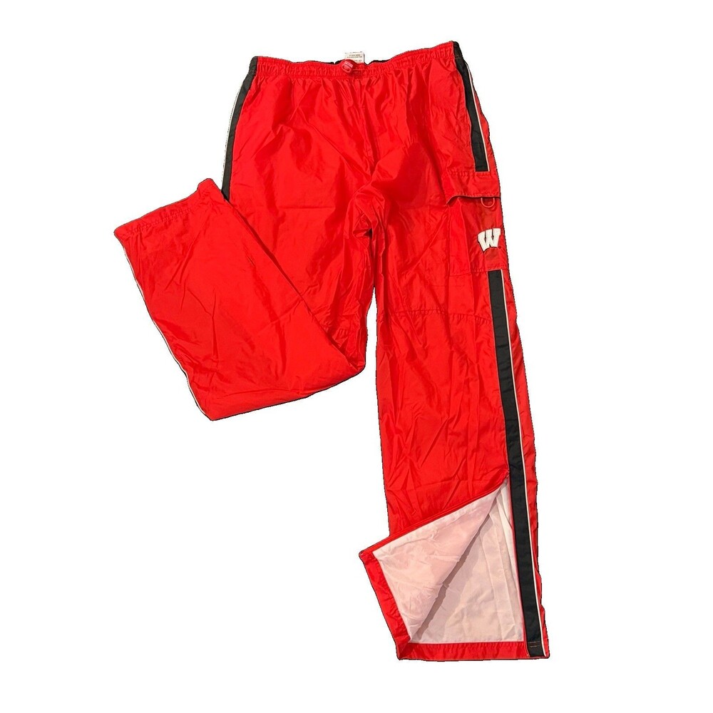 Vintage Logo Athletic Wisconsin Badgers Track Pants Red 90s Windbreaker Mens XL